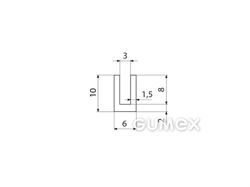 "U" Silikonprofil, 10x6/3mm, 60°ShA, -60°C/+180°C, transparent, 
